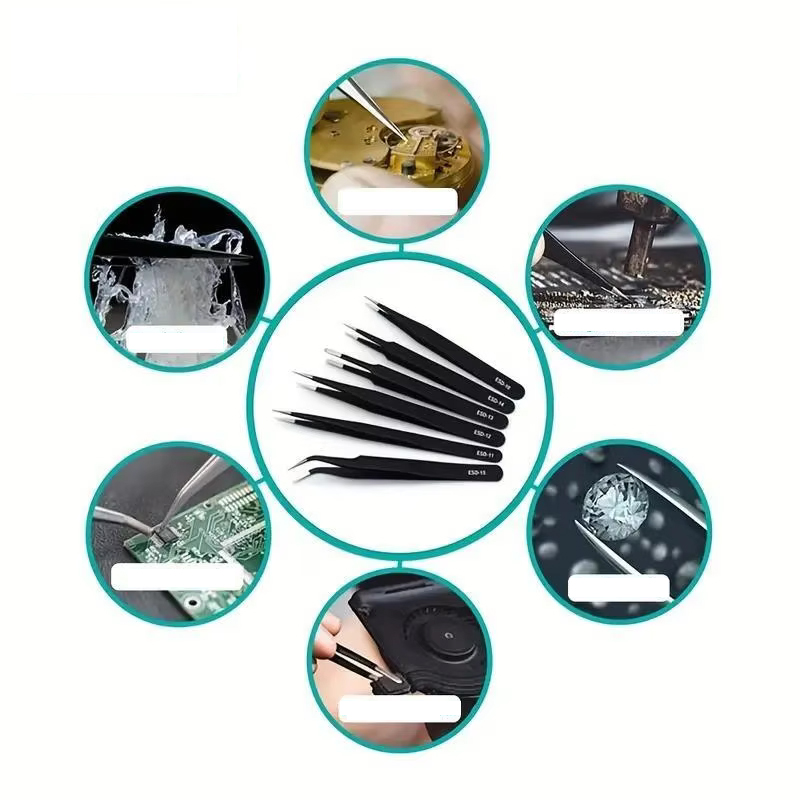 Electronics Repair Tool - Set di 6 Pinzette Antistatiche ESD